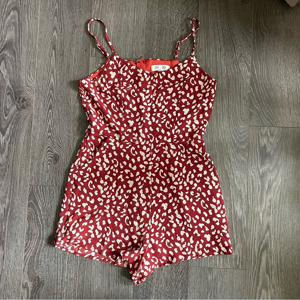 She + Sky Leopard Cheetah print romper